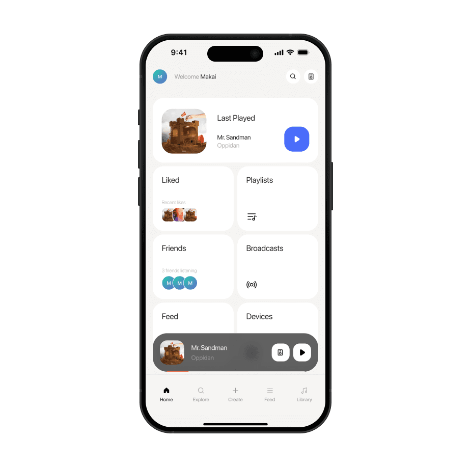 Hands connecting and starting playback